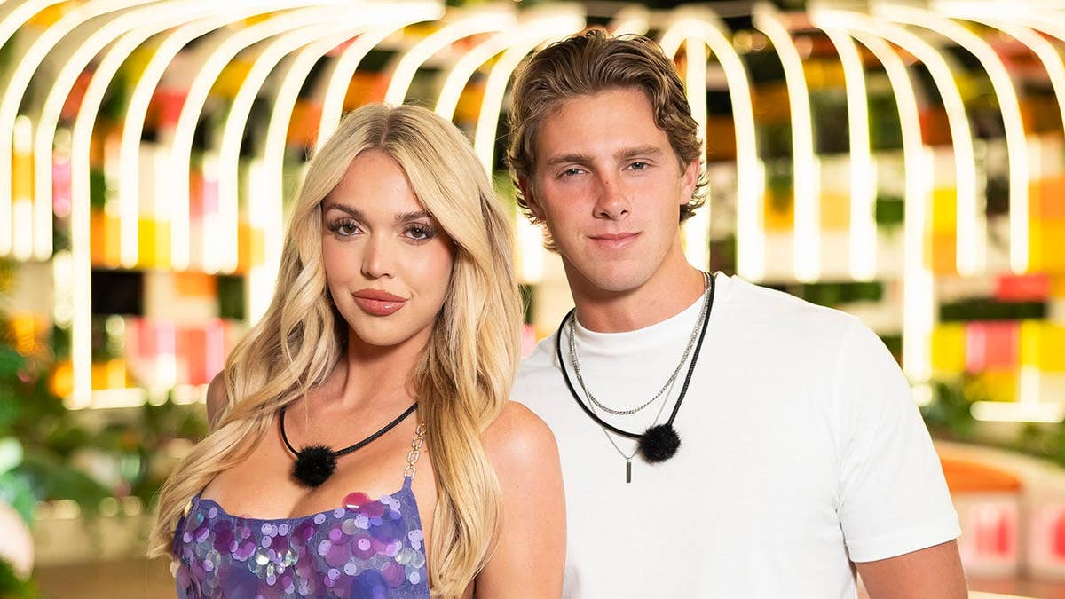 Jaiden Bacciocco and Caleb McDaniel stand together on Love Island USA.
