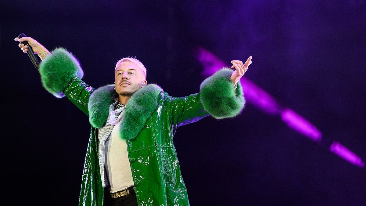 Macklemore performs onstage at the Goldencoast Rap Festival in France.