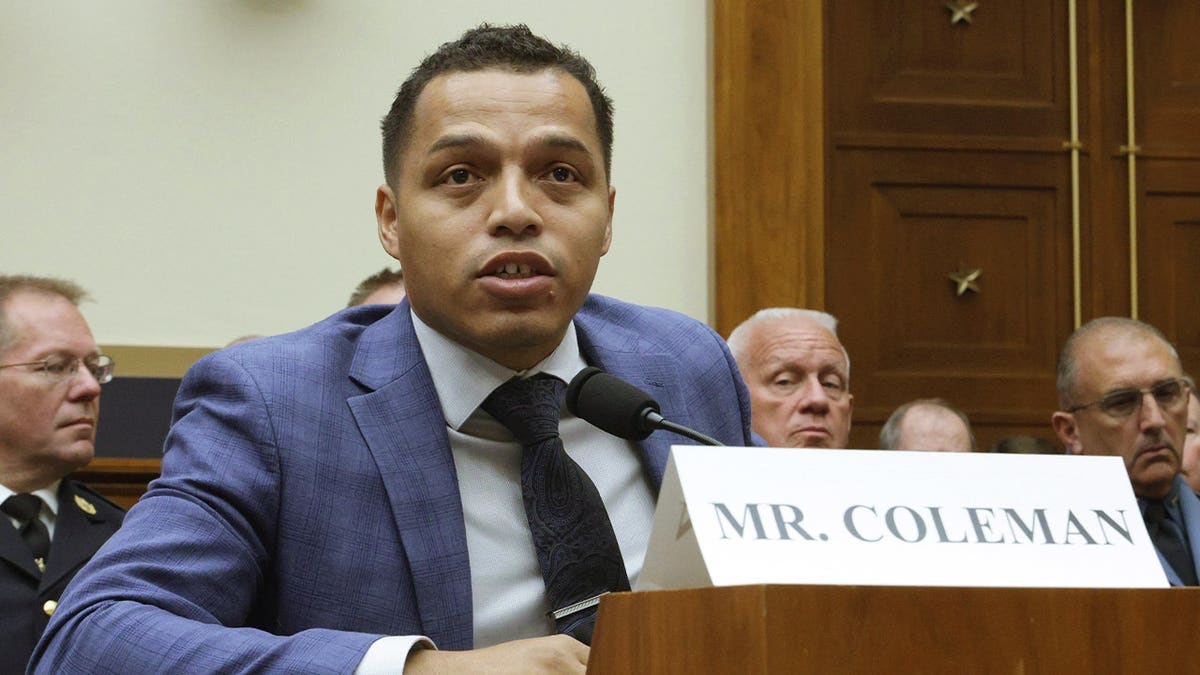 Marcus Coleman appears before lawmakers during a Capitol Hill testimony