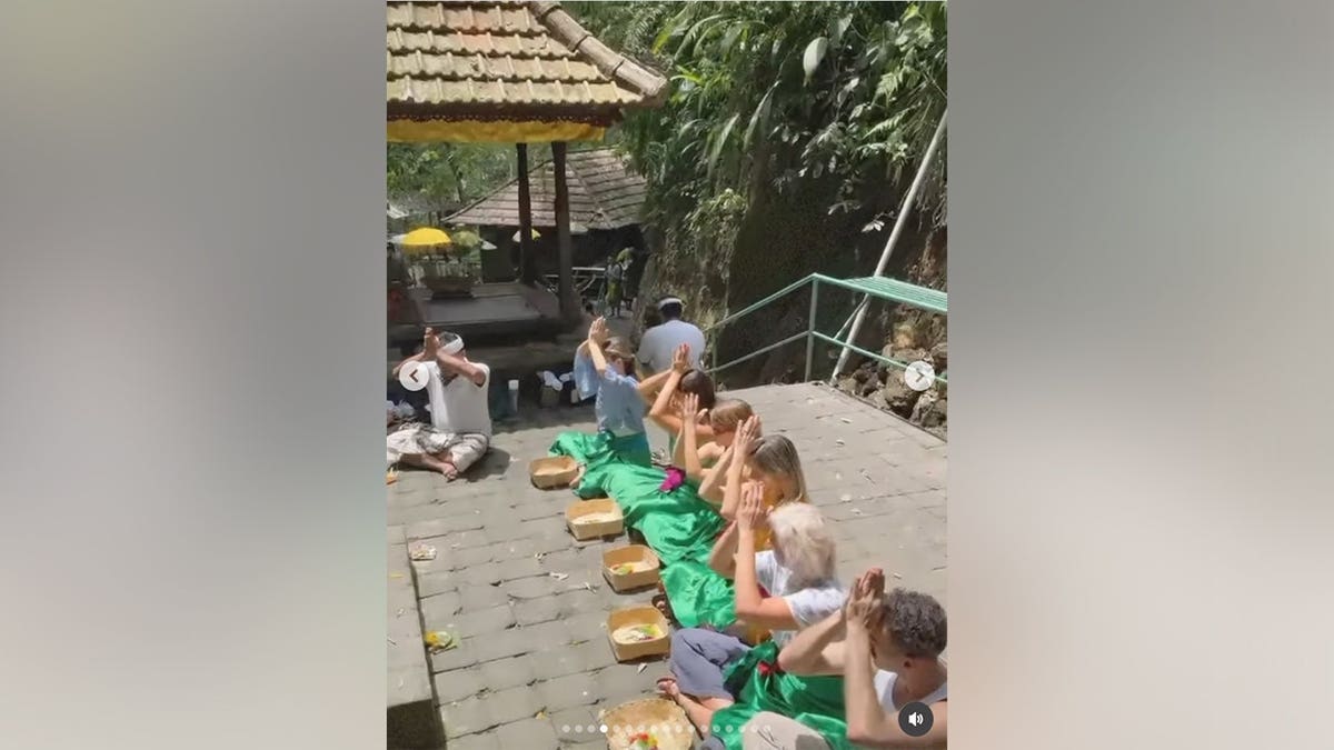 Maren Morris doing a group mediation while in Bali.