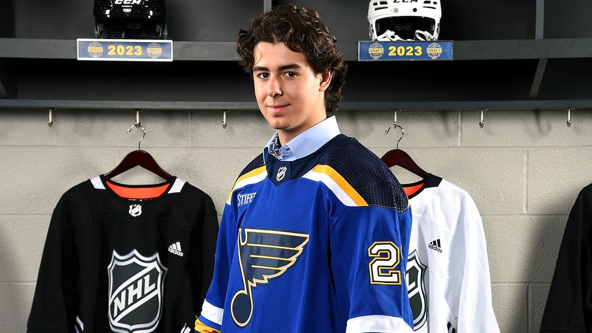 Matthew Mayich poses for a portrait after being selected by the St. Louis Blues.