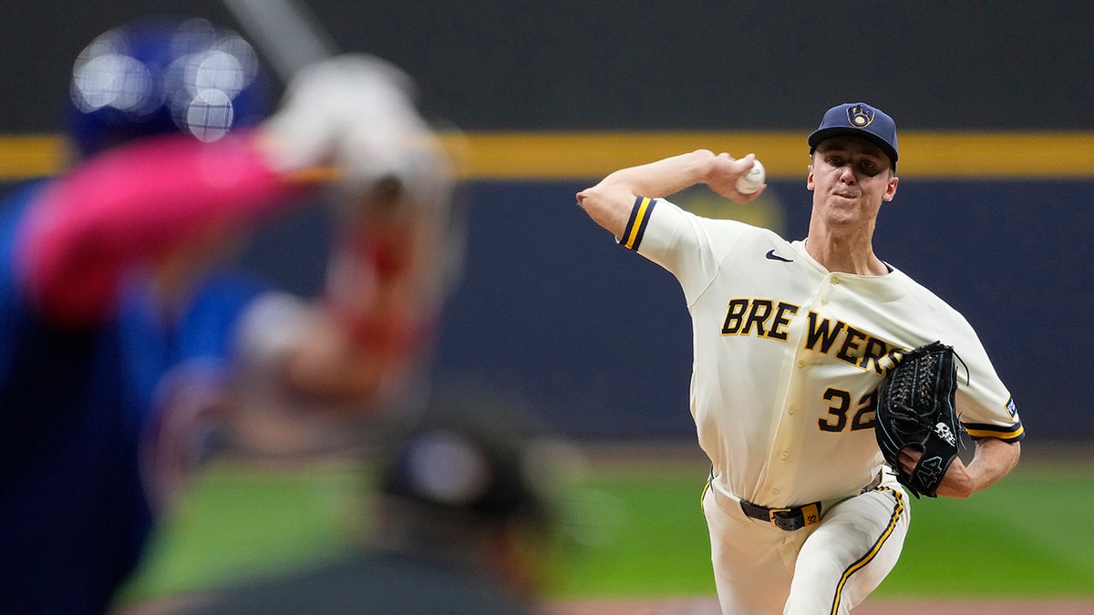 Jacob Misiorowski throws a pitch