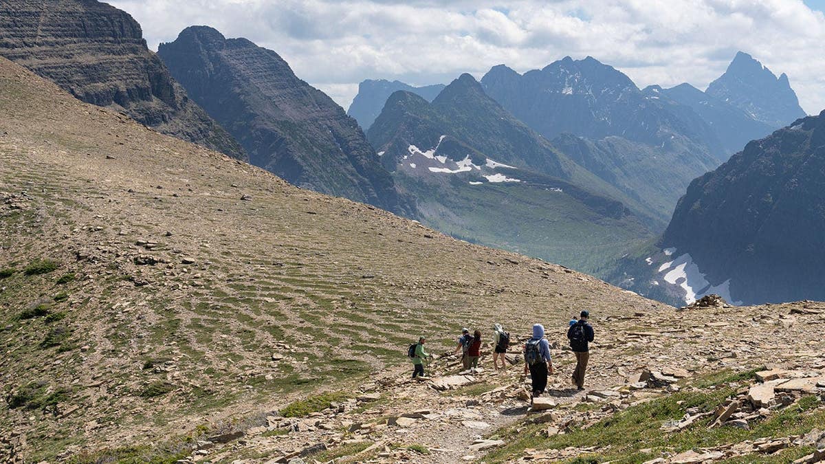 Periglacial patterned ground with stone stripes visible in Glacier National Park, Montana. Periglacial patterned ground with stone stripes visible in Glacier National Park, Montana.