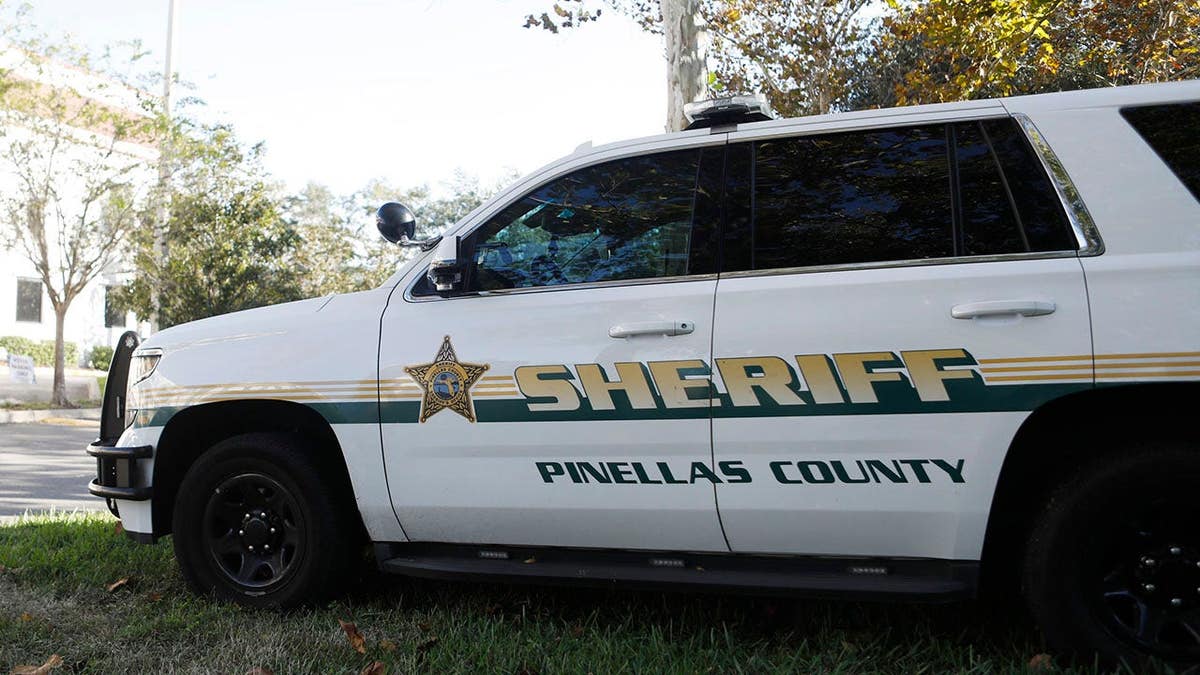 Pinellas County Sheriff deputy parked outside an elections office in St. Petersburg, Florida.
