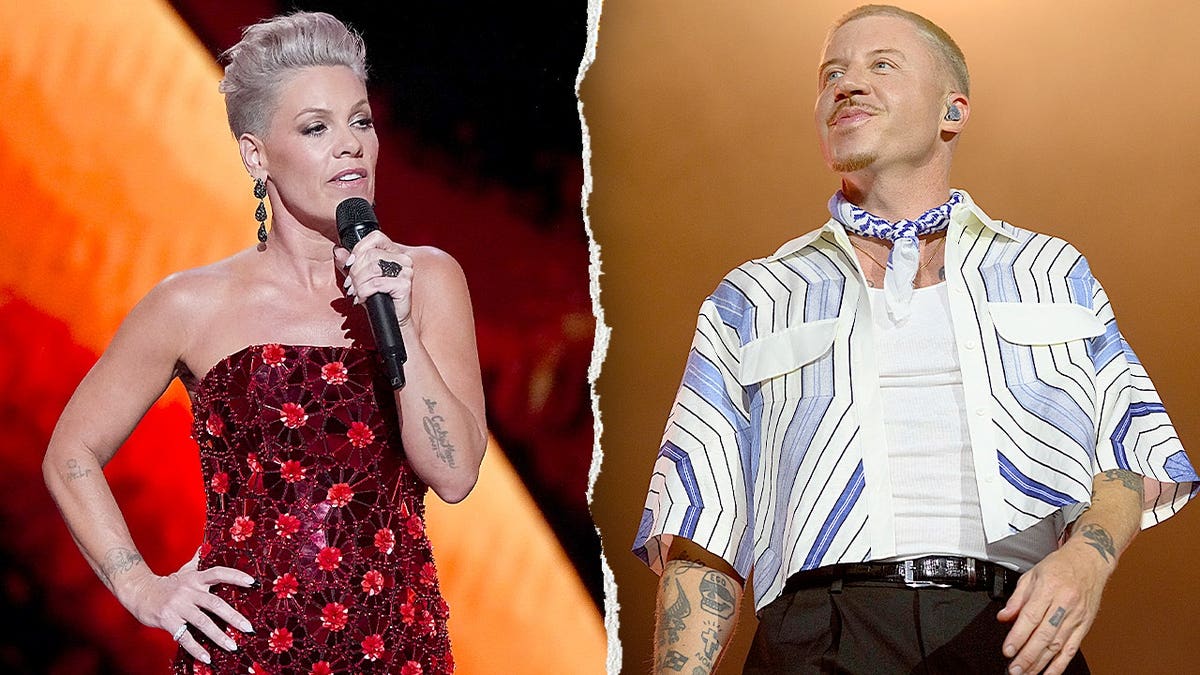 A split image of Pink and Macklemore