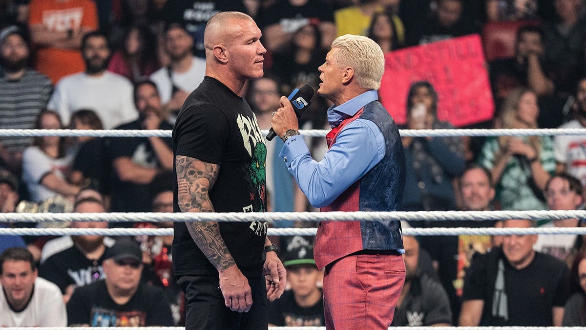Randy Orton and Cody Rhodes speak during SmackDown at Canadian Tire Centre.