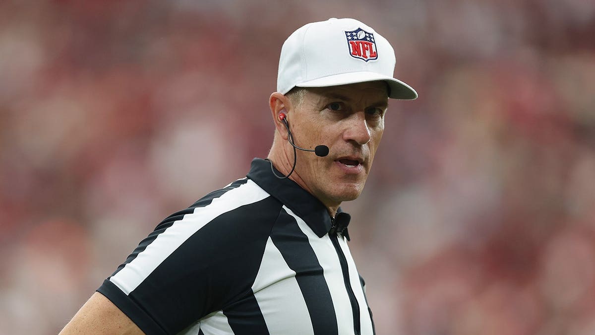 Referee Alan Eck stands on the field during an NFL game in Glendale, Arizona.