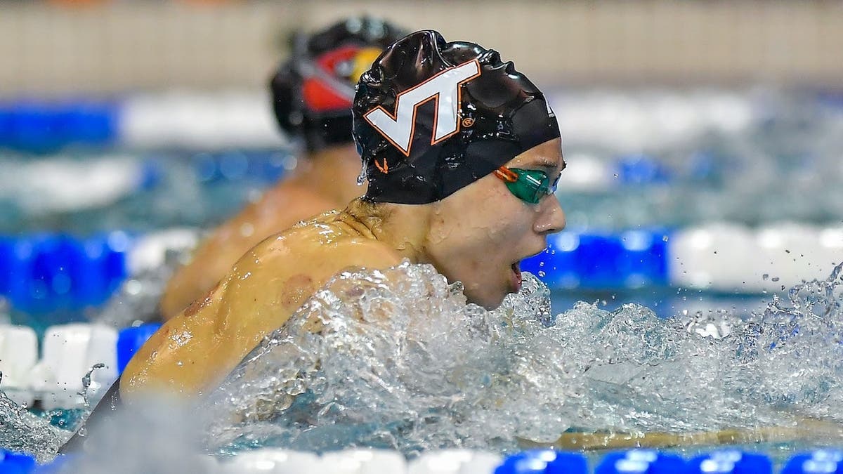 Reka Gyorgy swims during the 400 IM consolation finals at the NCAA Swimming and Diving Championships.