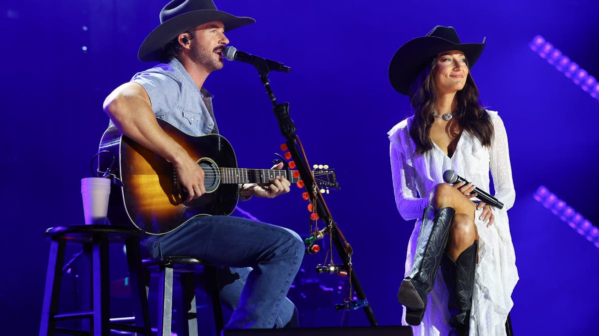Riley Green and Hannah McFarland perform onstage during CMA Fest 2026.