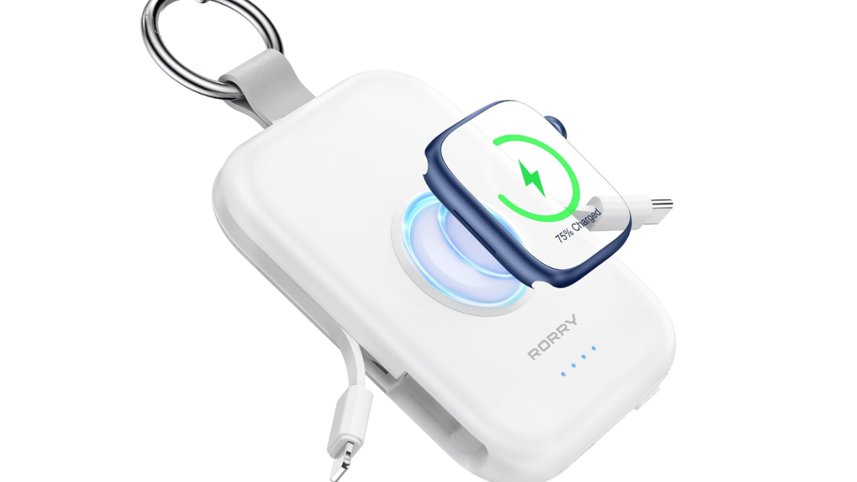 This 5,000mAh RORRY portable charger is so portable you can hang it on your keychain.