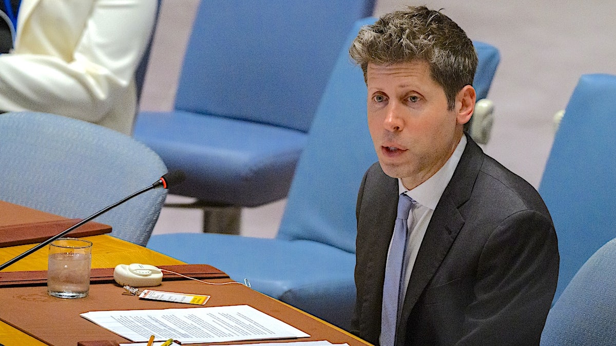 NEW YORK, NEW YORK - SEPTEMBER 23: CEO of OpenAI Sam Altman speaks during a United Nations (UN) Security Council meeting on artificial intelligence (AI) and international security under 