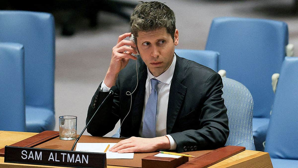 Sam Altman listens to a speaker at the United Nations Security Council during an artificial intelligence session.