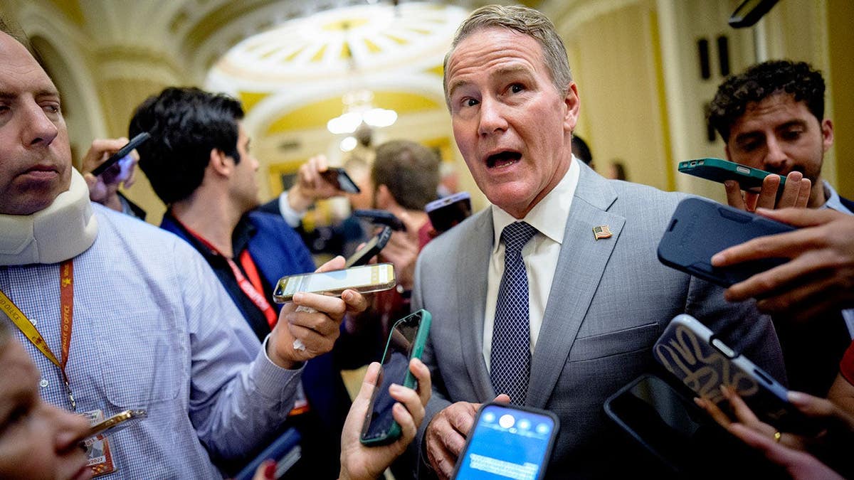 Sen. Jon Husted speaks to reporters at the U.S. Capitol Building in Washington, D.C.