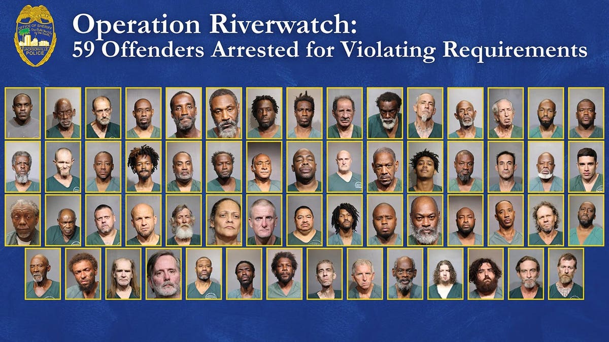 A composite of mugshots of those arrested during the operation