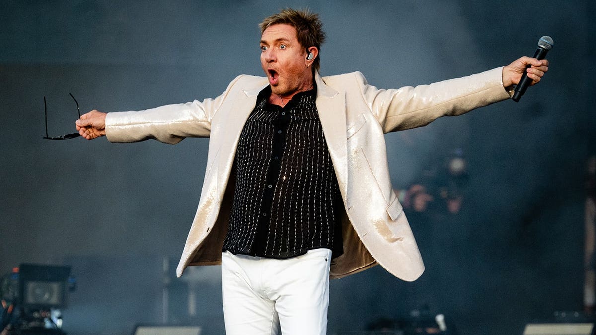 Simon Le Bon performing at Hyde Park in July 2026.