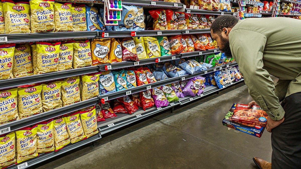 Snack aisle inside a Walmart Supercenter in Doral, Miami, Florida.