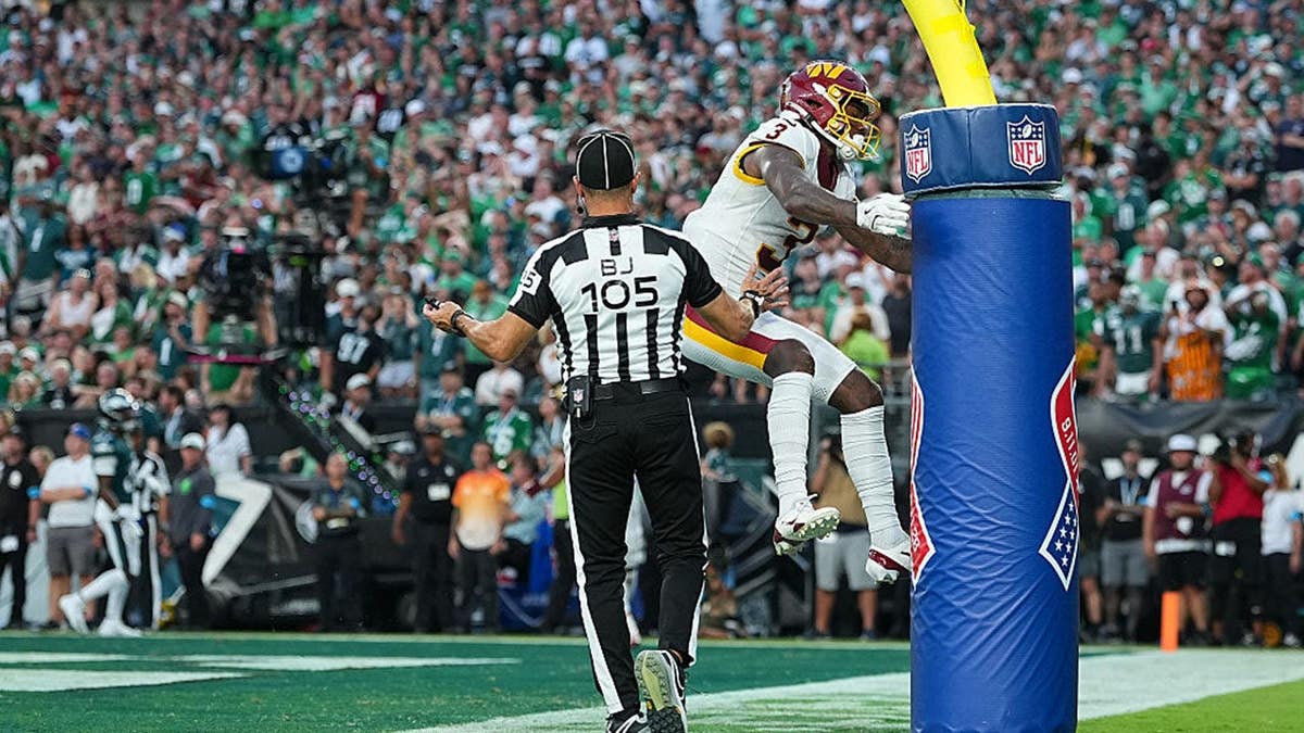 Stefon Diggs celebrates after his receiving touchdown at Lincoln Financial Field.