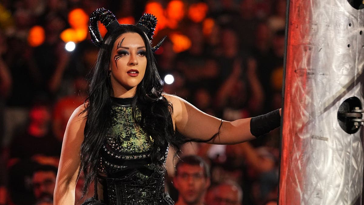 Stephanie Vaquer makes her entrance during Monday Night Raw at Canadian Tire Centre.