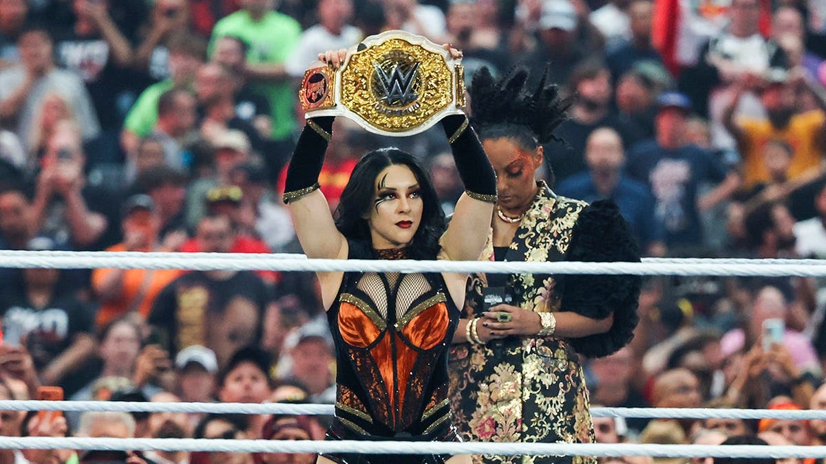 Stephanie Vaquer is introduced before her WrestleMania 42 match at Allegiant Stadium.