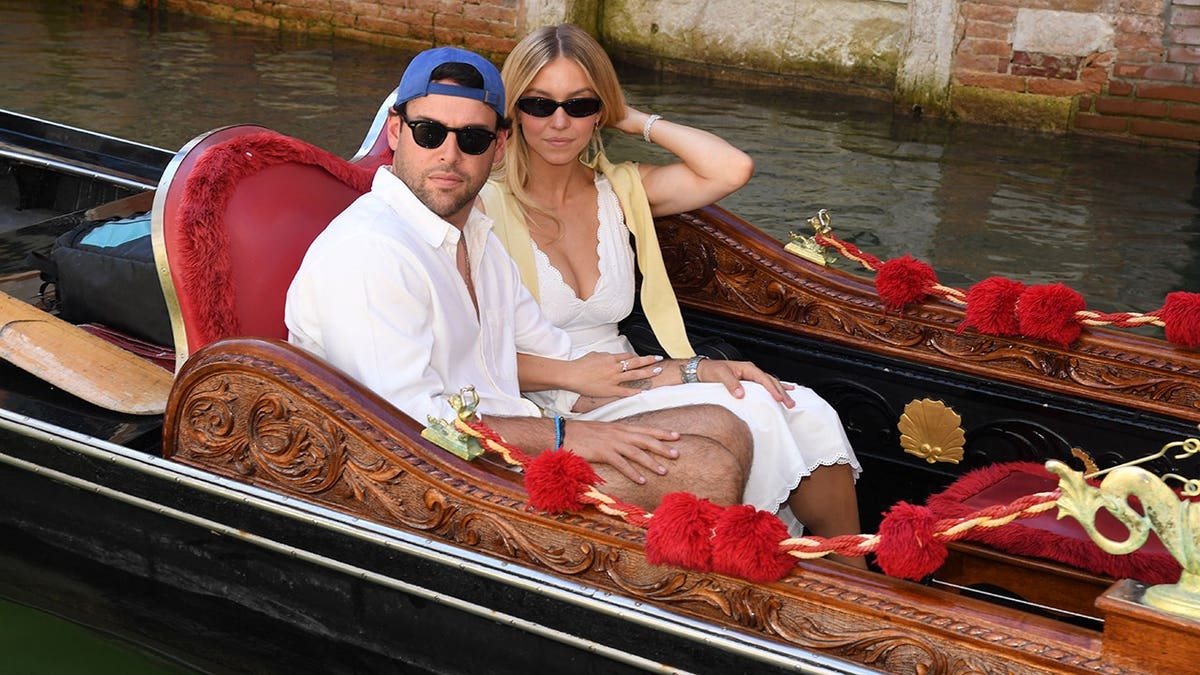 Scooter Braun and Sydney Sweeney in a gondola in Venice, Italy in September 2026.