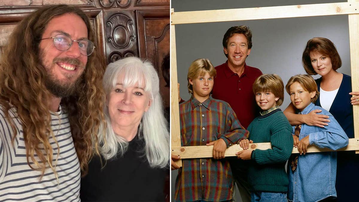 A split of Taran Noah Smith now and a promo photo of the Home Improvement family