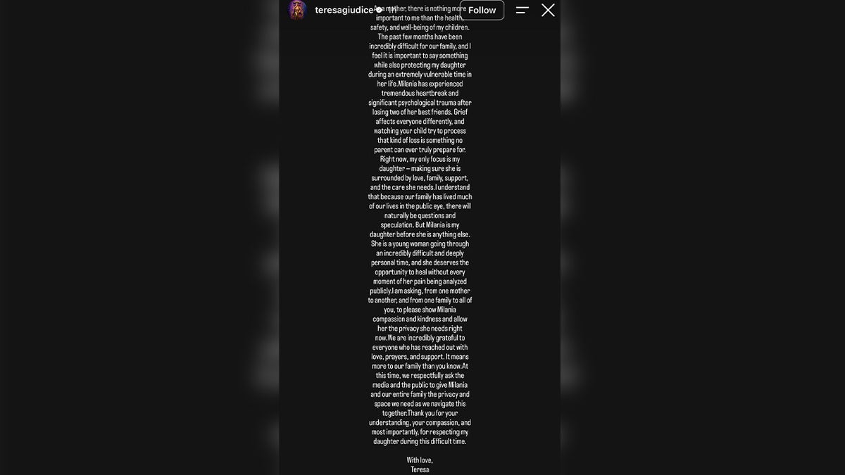 Teresa Giudice Instagram statement