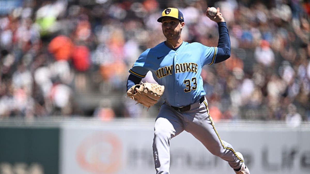 Thomas Pannone pitches for the Milwaukee Brewers against the San Francisco Giants at Oracle Park.