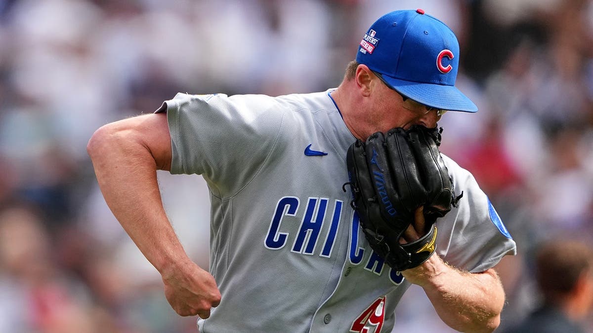 Trent Thornton reacts on the mound after retiring the side.
