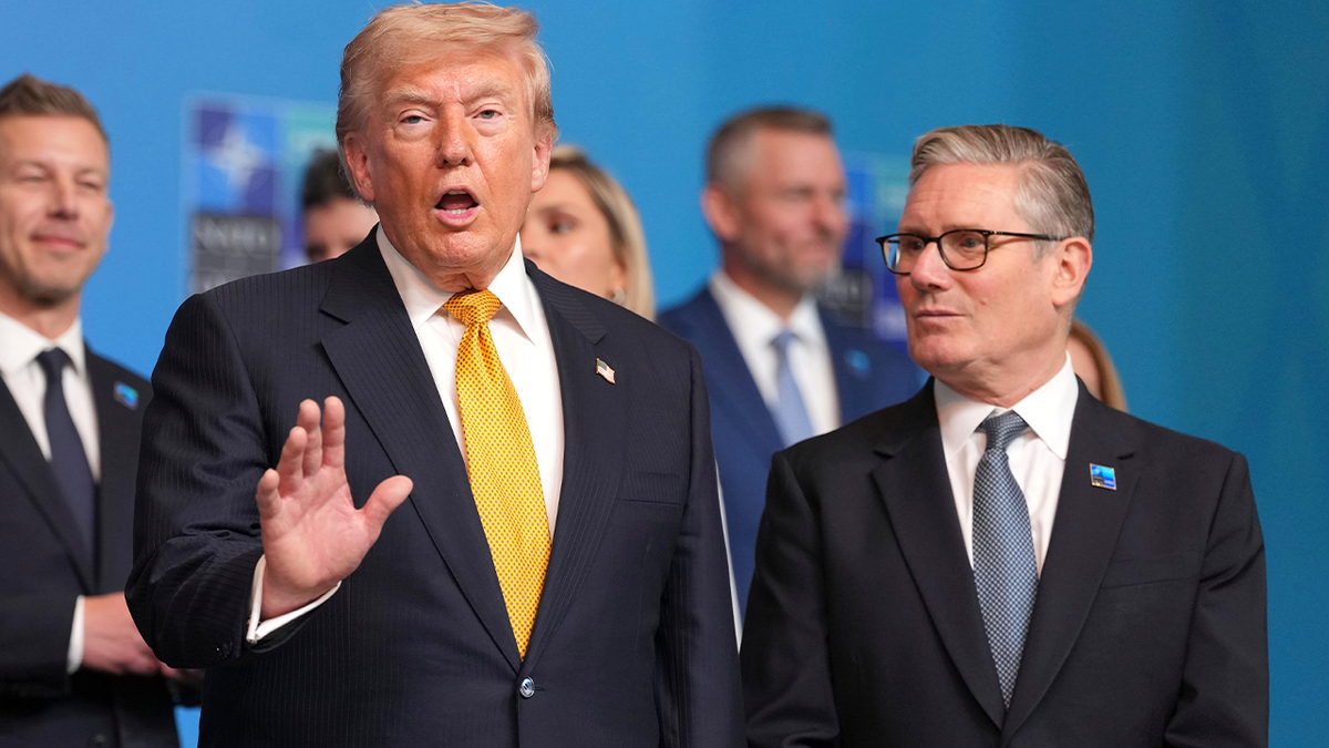 President Donald Trump and British Prime Minister Keir Starmer attend NATO summit.