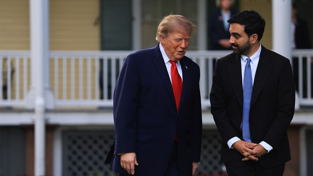 President Donald Trump and Zohran Mamdani walk out of Gracie Mansion following their meeting.