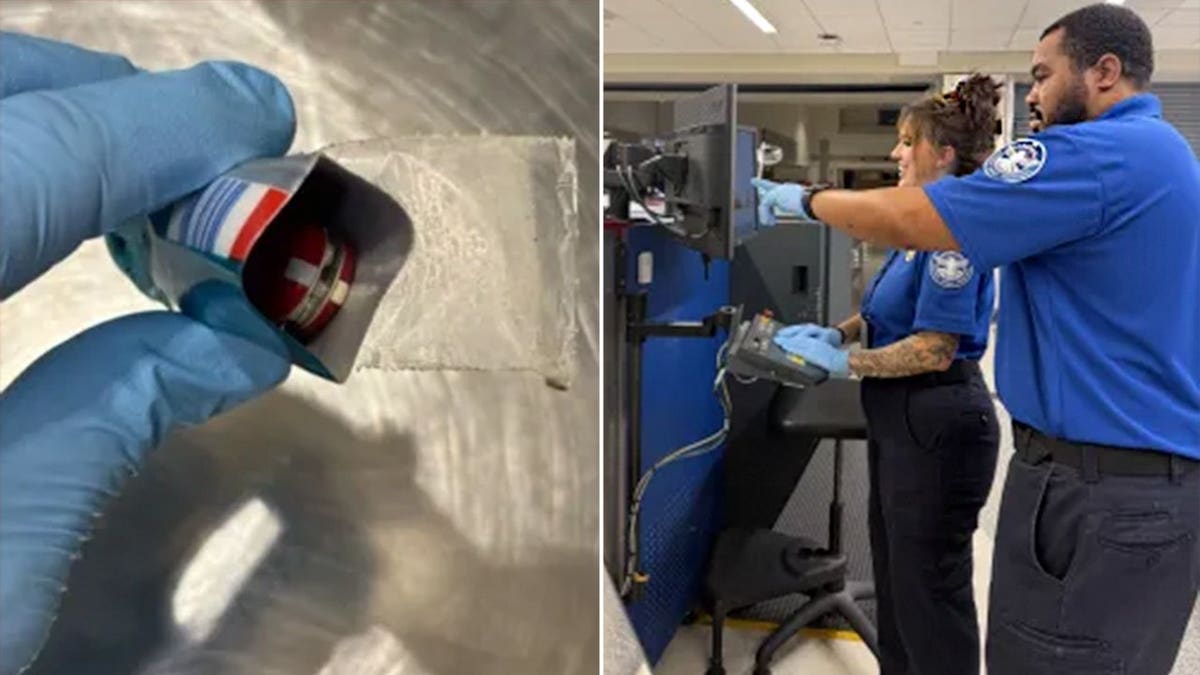 A tube of toothpaste with a knife inside, discovered by TSA officers.