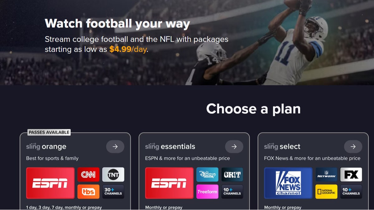 Sling offers multiple sports packages, starting at $20 per month.