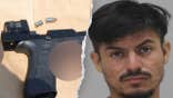 Jose Santiago Pantoja-Morales pictured alongside the gun prosecutors say he used to shoot a Dallas ISD police officer.