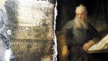 Ancient inscriptions next to portrait of St Paul