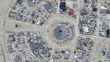 Satellite image shows the Burning Man festival site in Black Rock City, Nevada.
