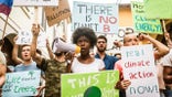 Climate protesters at rally