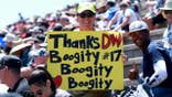 Fan shows support for Darrell Waltrip at Sonoma Raceway.