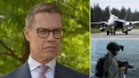 Finnish President Alexander Stubb spoke to Fox News Digital in an exclusive interview detailing their military preparedness and credited President Donald Trump. On the right of the image are a Boeing F/A-18 Hornet multi-role fighter and an image of a Finnish troop.