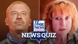 Split photo of Macklemore and a woman scammed online.