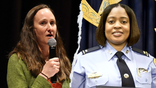Mayor Katie Wilson across from Assistant Police Chief Nicole Powell