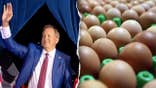 Composite image of Texas Attorney General Ken Paxton and cartons of eggs