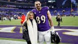 Mark Andrews poses with girlfriend Elena Yates after Ravens defeat Steelers.