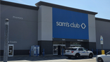 A Metro Nashville Police vehicle parked outside the entrance of a Sam’s Club on Antioch Pike