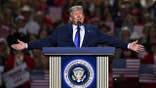 Donald Trump speaks on stage at the Republican National Convention.