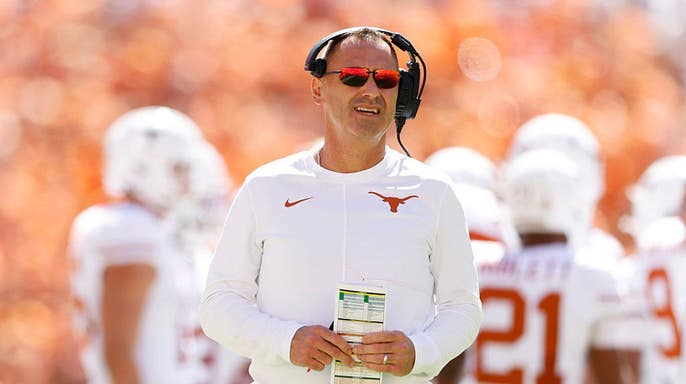 Steve Sarkisian, head coach of the Texas Longhorns, looks on during a game at Neyland Stadium.