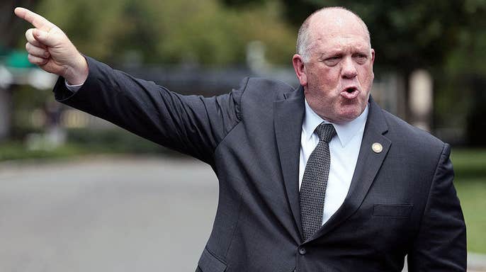 Tom Homan, border czar, speaks to reporters at the White House.