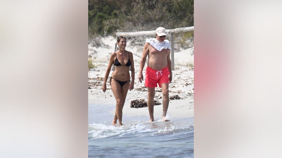 Simon Le Bon and his wife, Yasmin Le Bon, on vacation in Sardinia, Italy.