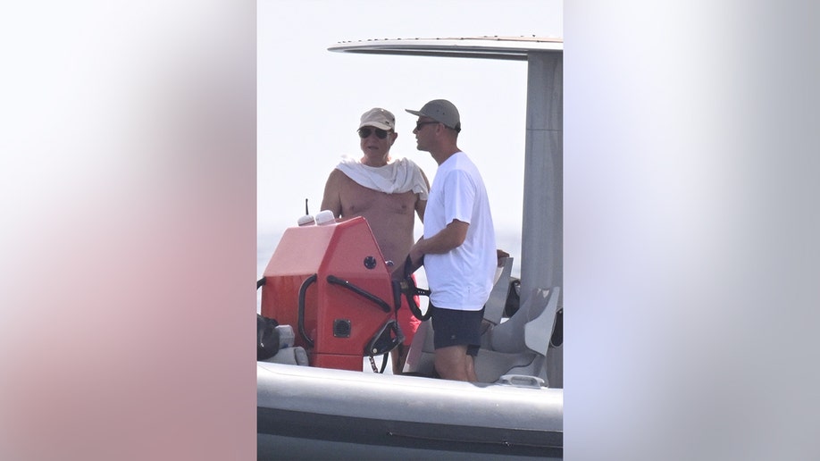 Simon Le Bon on a yacht in Sardinia.
