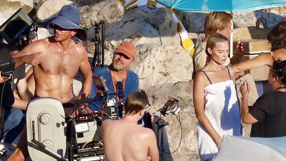 Margot Robbie and Bradley Cooper in Saint-Tropez filming a new movie.