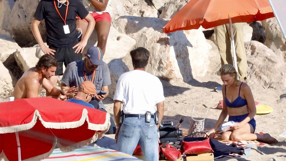 Margot Robbie and Bradley Cooper in Saint-Tropez filming their movie.